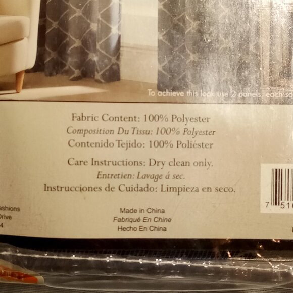 West Bay Grommet Window Curtain Panel  50"W x 63"L  Indigo  Coastal Pattern NEW - Picture 5 of 7